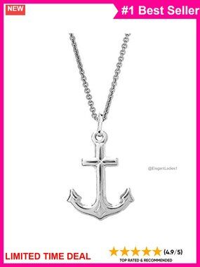 Sterling Silver Mariner Cross Anchor Charm Pendant Necklace 20 Inch
